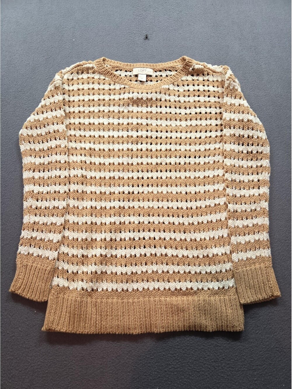 women's beige crochet sweater by Loft size SP